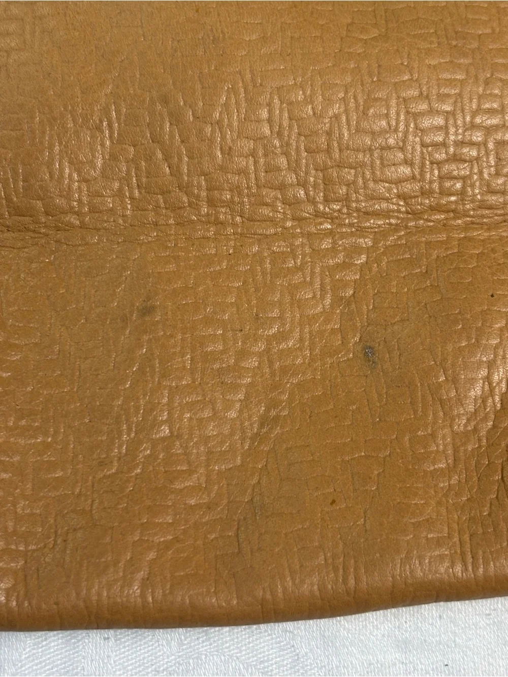 American Leather Co Tan Leather Satchel Handbag Embossed Top Handle Purse